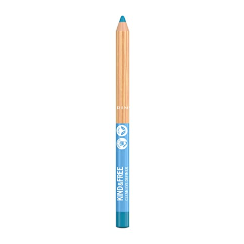 Rimmel Kind & Free Clean Eye Definer in shade 06 Anime Blue, featuring a wooden pencil design with a light blue body and a vibrant blue tip.