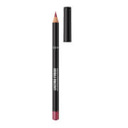 Rimmel's Lasting Matte Lip Liner in Mauve features a sleek black pencil design with a pinkish mauve tip and a removable cap, ideal for precise lip definition.