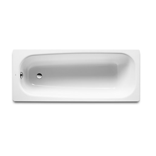 White acrylic bath with a sleek, rectangular design, measuring 1700mm x 700mm, featuring a central drain and smooth curved edges for comfort.