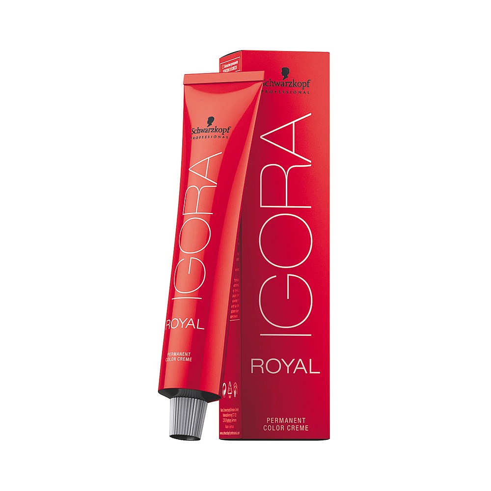 Schwarzkopf Professional Igora Royal Mix Permanent Hair Colour in a 60ml red tube and matching box, featuring the shade 9.5-1 Pearl for vibrant hair color results.