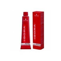Red tube of Schwarzkopf Professional Igora Royal Permanent Hair Color 60 ml, featuring bold white lettering and a matching red box, labeled as red-violet concentrate.