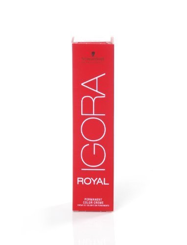 Red packaging with bold white text reading "IGORA ROYAL," featuring a violet concentrate label, designed for permanent hair dye, 60 ml size, by Schwarzkopf Professional.