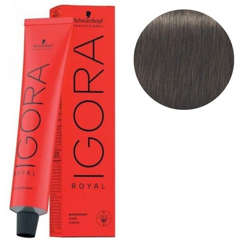 Red tube of Schwarzkopf IGORA Royal hair dye, labeled 7-13 Medium Blonde, alongside a swatch of the medium blonde color, showcasing a creamy texture for easy application.
