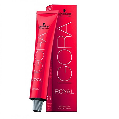 Schwarzkopf Professional Igora Royal Permanent Hair Dye in a 60 ml tube, featuring a vibrant pink packaging with white text, labeled as 8-1 for Light Blonde Cendre shade.