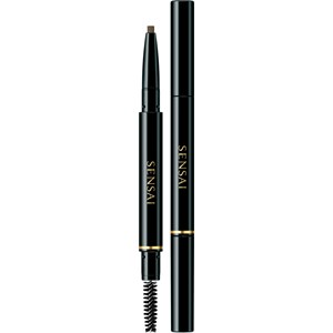 Sensai Styling Eyebrow Pencil in Dove Brown features a sleek black casing with gold accents, a retractable pencil tip, and a built-in spoolie brush for precise application.
