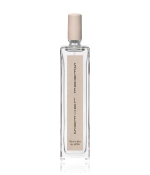 Clear glass bottle with a minimalist design, featuring a beige cap and a white label that reads "SERGE LUTENS" in elegant, bold lettering.