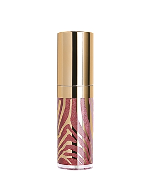 Glossy lip gloss in a clear tube featuring a gold cap and a pink zebra-striped design, labeled "Sisley Le Phyto-gloss - N2 Aurora."