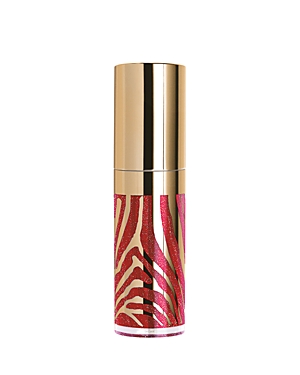 Glossy lip gloss tube featuring a gold cap and a vibrant pink and red zebra-striped design, labeled "N5 Fireworks" by Sisley.