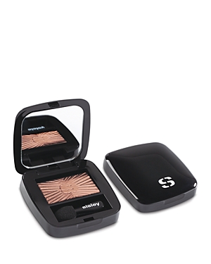 Sisley-Paris Les Phyto-Ombres Long-Lasting Luminous Eyeshadow in a sleek black compact with a mirror, featuring a textured, shimmering rose-gold eyeshadow and a sponge applicator.