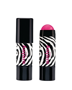 Sisley Phyto Blush Twist in #2 Fuchsia features a sleek black tube with a zebra print design and a vibrant pink twist-up blush stick.