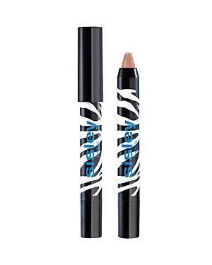 Sisley Paris Phyto-Eye Twist features a sleek black and white zebra-striped design with a twist-up mechanism, showcasing a creamy beige pencil tip for easy application.