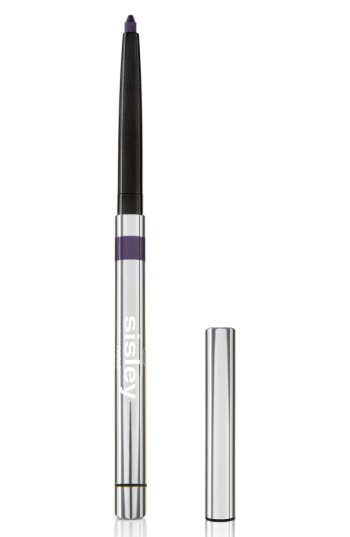 Sisley Phyto Khol Star Waterproof eyeliner in #6 Mystic Purple, featuring a sleek silver casing and a retractable twist-up tip, with a removable cap.