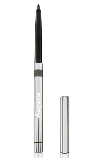 Silver metallic pencil eyeliner with a black tip and a removable cap, featuring the brand name "Sisley" in white text along the side.