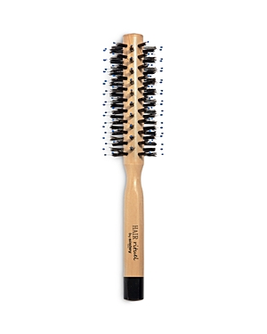 A wooden-handled blow-dry brush with a mix of black bristles and nylon pins, featuring a sleek design and the "Hair Rituel" logo printed on the handle.