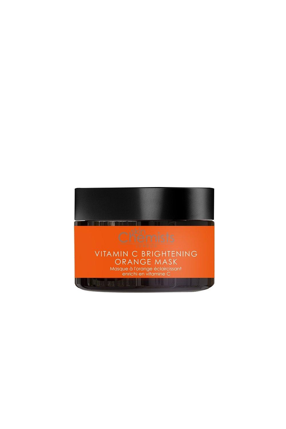 Vitamin C Brightening Orange Mask in a 50 ml jar with a black lid and vibrant orange label, featuring the brand name skinChemists prominently displayed.