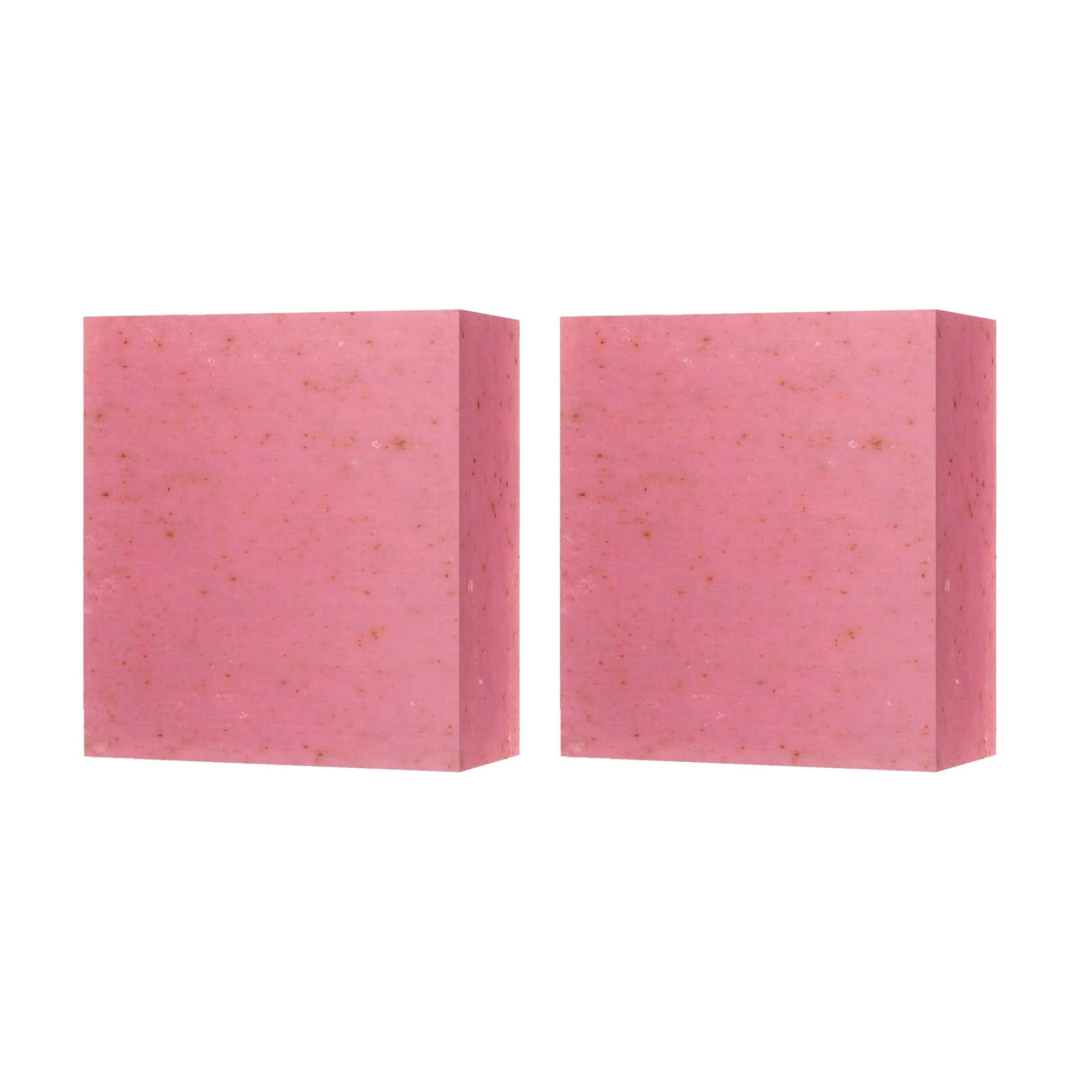 Two pink rectangular bars of SkinPharmacy Rose Facial Cleansing Soap, each 100g, featuring a textured surface with visible rose particles.