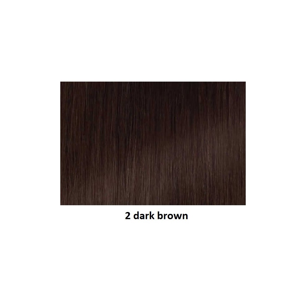 Sleek Erin hair in 2 Dark Brown, featuring a mix of short to long layers for a choppy, layered hairstyle, displayed on a neutral background.