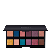 Sleek I-Divine High Flyer Eyeshadow Palette featuring ten vibrant shades in matte and shimmer finishes, including blues, purples, golds, and pinks, housed in a sleek black compact.