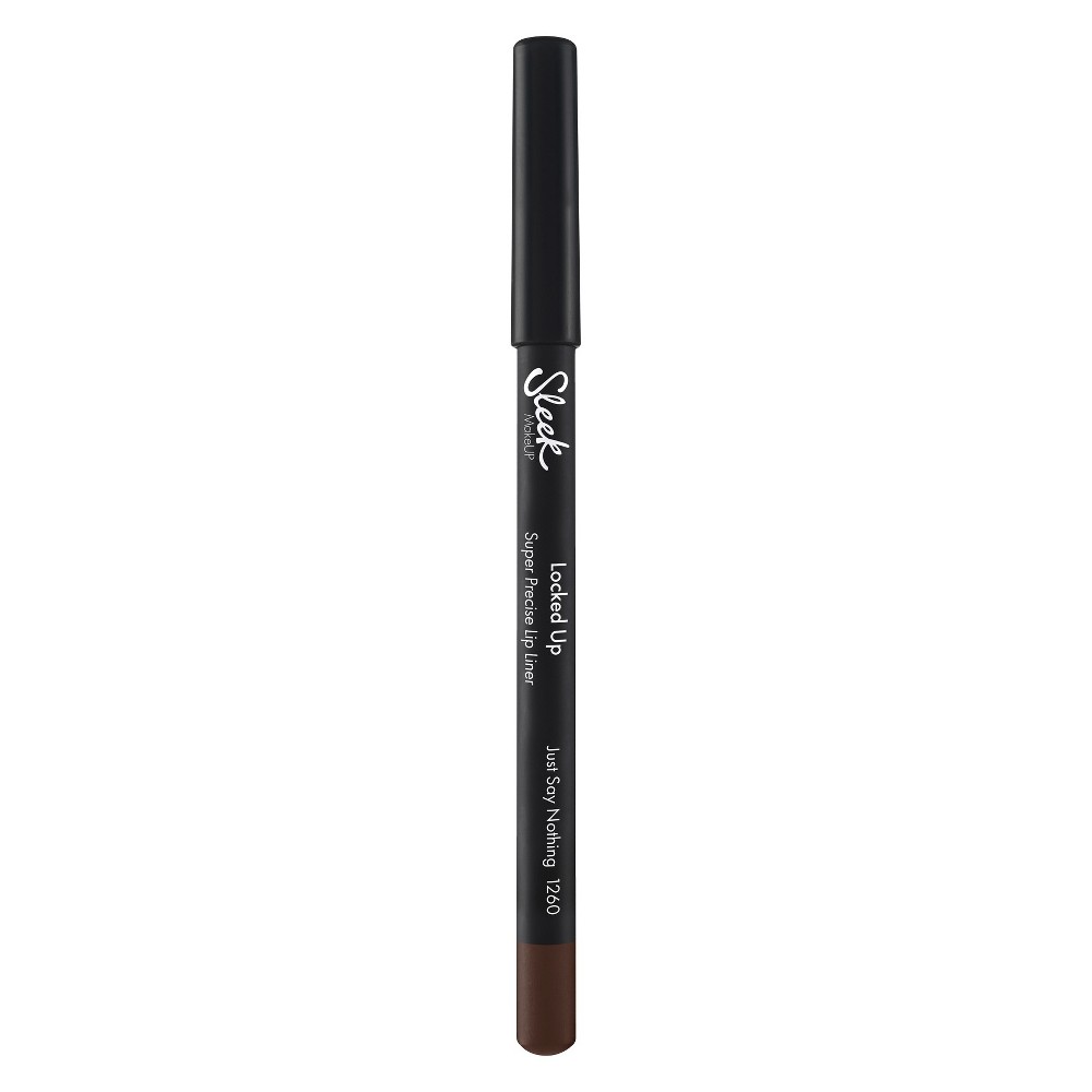 Super Precise Lip Pencil in "Just Say Nothing" by Sleek MakeUP, featuring a sleek black casing with a brown tip, ideal for precise lip lining.