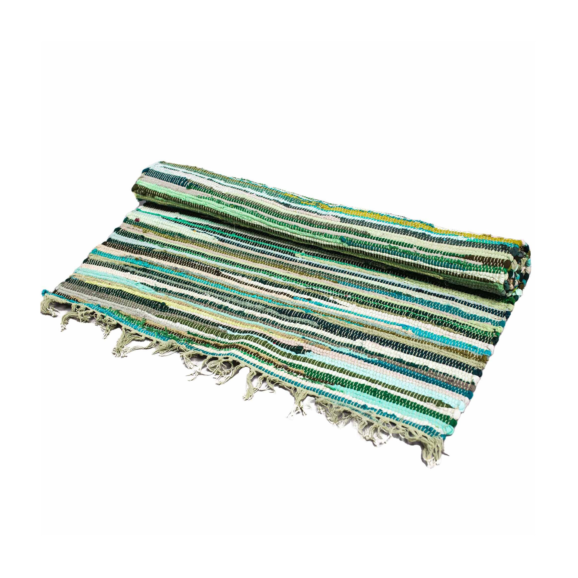 AW-Dropship Small Rag Rug - 50x90cm - Premium Quality- Natural Greens