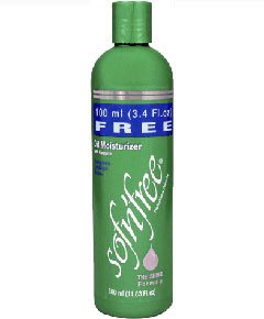 Green plastic bottle with a blue and silver label, featuring "Soft N Free Oil Moisturizer" text and a droplet icon, containing 1 liter of product.