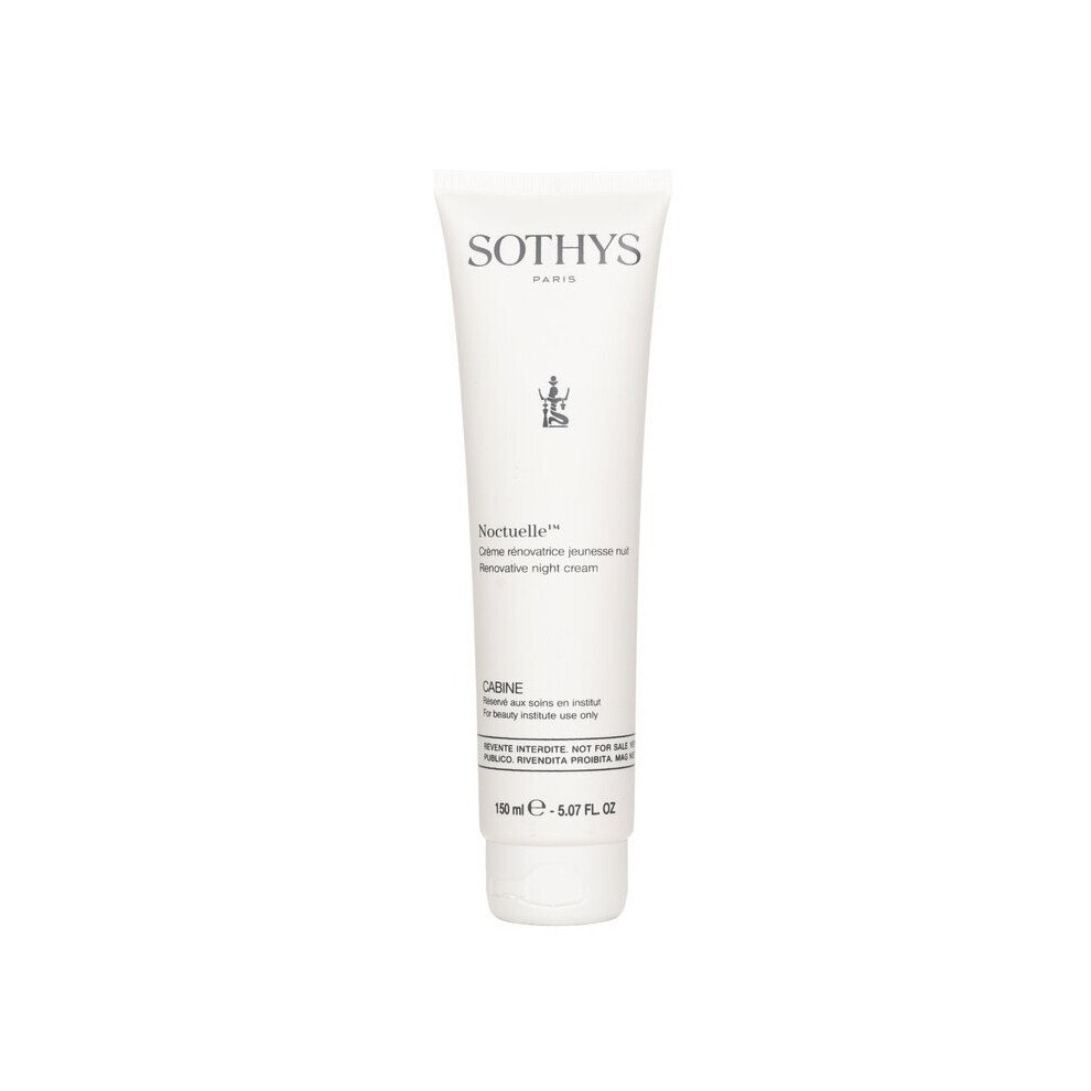 White tube of Sothys Noctuelle Renovative Night Cream, 5.7 oz, featuring a sleek design with black text and logo, emphasizing its luxurious skincare properties.