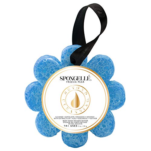 Spongelle SPONGELLÉ Wild Flower Body Wash Infused Buffer Soap Sponge Body Scrubber  Freesia Pear  3 Oz