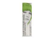 Bright UV green semi-permanent hair colour dye in a sleek white tube, featuring a model with vibrant green hair on the packaging, labeled as "Hair Colour Rinse."