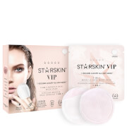 STARSKIN VIP 7-Seconds Luxury All Day Mask box in soft pink, featuring five 8ml miracle skin mask pads, with an image of a model and a white applicator sponge on the packaging.
