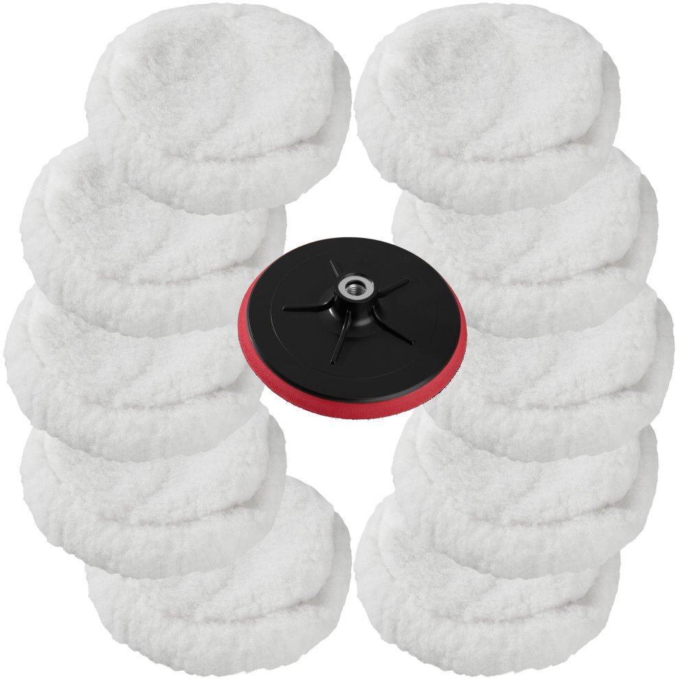 White polishing pad set featuring a central black attachment and ten soft polishing furs, designed for a 180mm polishing machine.