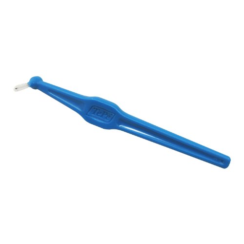 TePe Interdental Brushes in blue, featuring a slender handle and a small brush head, designed for cleaning between teeth, with a diameter of 0.6mm.