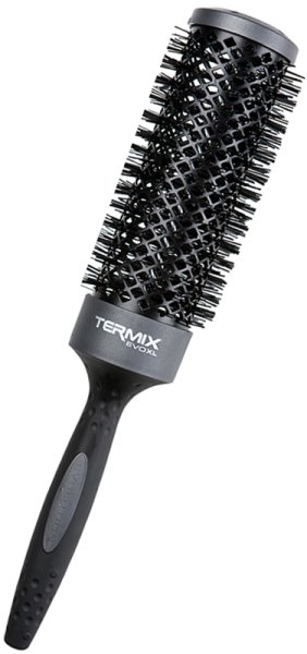 Termix Evolution Extra Long Barrel Styling Hair Brush in black, featuring a 43mm barrel, a textured grip handle, and a vented design for optimal airflow.