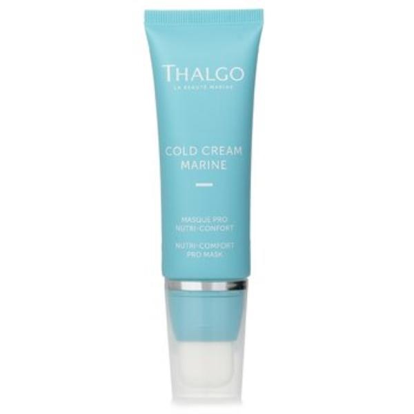 Turquoise tube of Thalgo Cold Cream Marine Mask Pro Nutri-Confort, 50ml, featuring a white pump dispenser and minimalist design, emphasizing hydration and skin comfort.