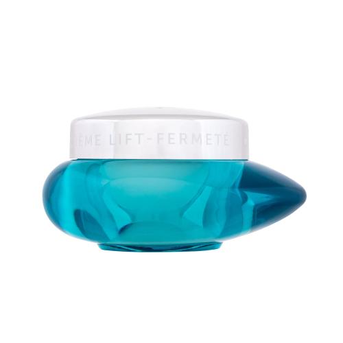A turquoise jar of Thalgo's 50 ml Silicium Lifting & Firming Cream with a sleek, rounded design and a white lid, featuring embossed text on the side.