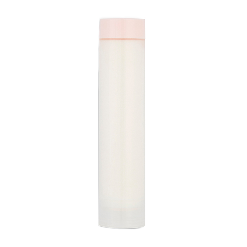 Clear cylindrical refill bottle with a light pink cap, labeled "The Organic Pharmacy Rose Diamond Exfoliating Cleanser 50ml," featuring a minimalist design.