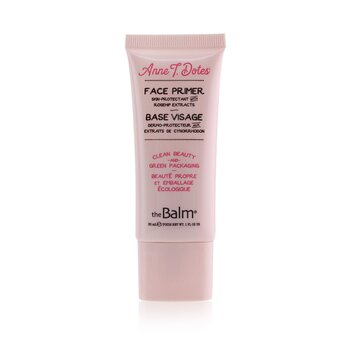 Light pink tube of TheBalm Anne T. Dotes® Smoothing Foundation Hydrating Primer, featuring a flip-top cap and elegant typography on the front.