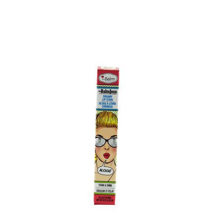 Glossy cream lipstick in a 6.5ml tube, featuring a colorful packaging design with a cartoon woman wearing glasses and the text "Aloha!" prominently displayed.