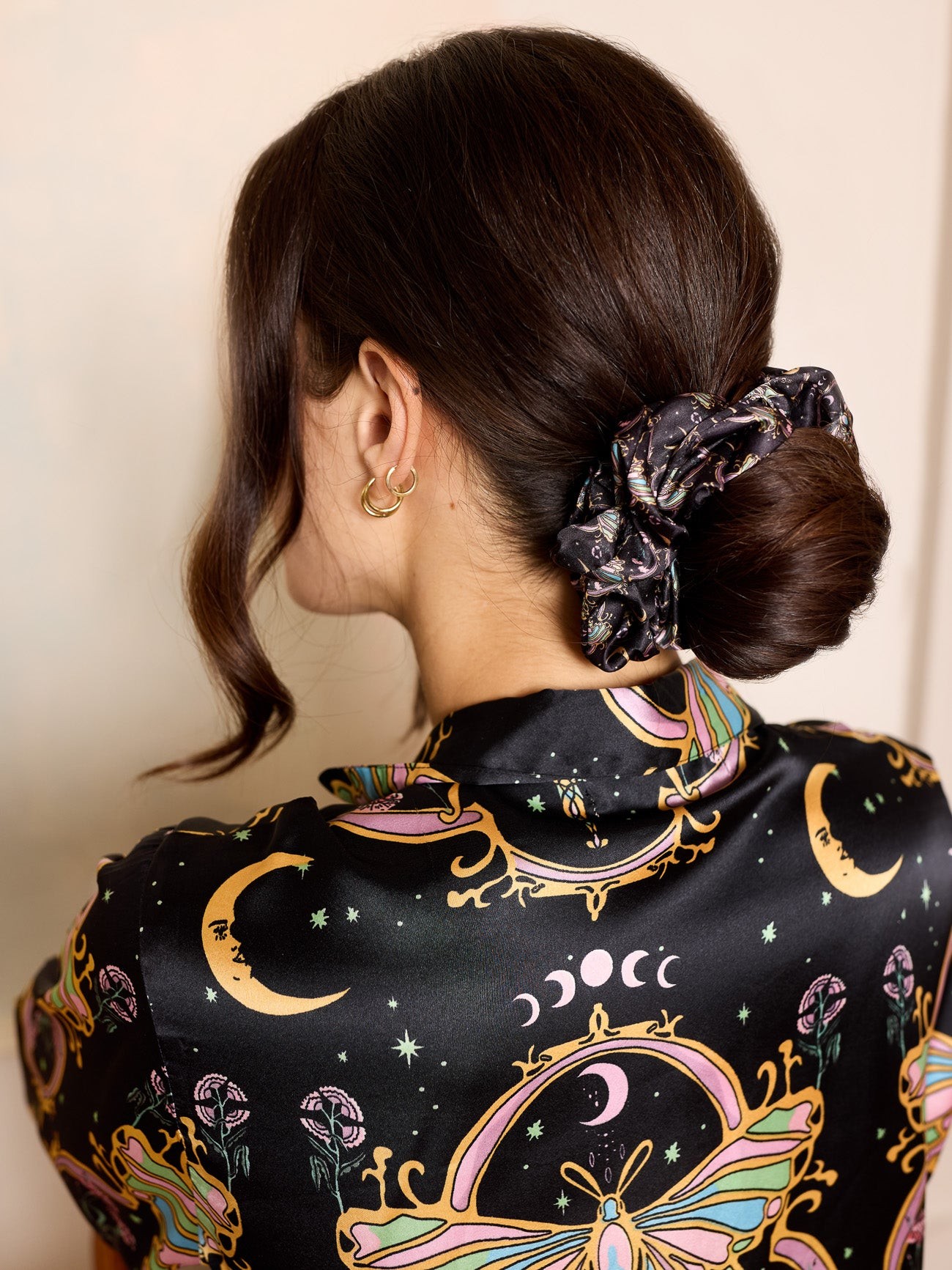Their Nibs Their Nibs, Satin Scrunchie Black Mystic Moth,