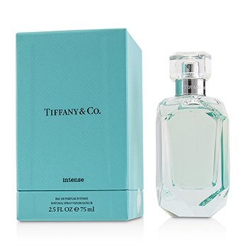 Tiffany Signature Intense Eau De Parfum 75ml features a clear glass bottle with a faceted design, paired with a light blue box displaying the Tiffany & Co. logo.