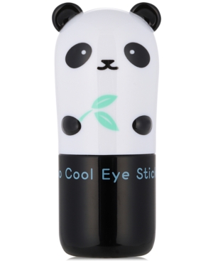 Cute panda-shaped eye stick in white and black, featuring a bamboo leaf design, with a smooth, glossy finish and a twist-up applicator for hydrating eye balm.
