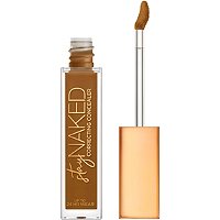 Urban Decay Stay Naked Concealer in Beige features a sleek, transparent tube with a gold cap and a doe-foot applicator for precise application.