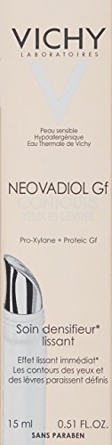 White and beige box featuring "Neovadiol" in bold letters, with a silver and black tube inside, designed for anti-ageing care around the eye area, 15 ml size.