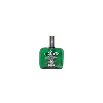 Green glass bottle of Victor Silvestre Eau De Cologne for men, featuring a silver cap and embossed logo, holding 200ml of fragrance.