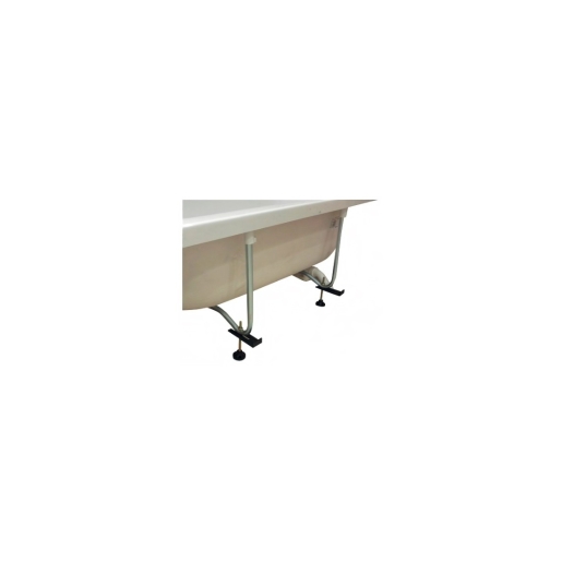 Vitra Neon Bath Leg Set features sleek metallic legs with a chrome finish, adjustable black rubber feet for stability, and a minimalist design suitable for modern bathrooms.