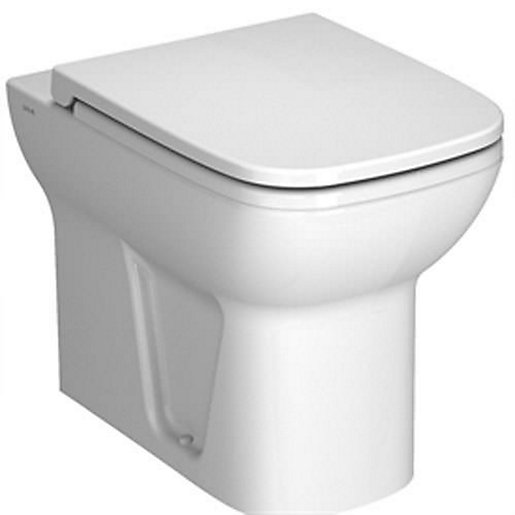 Vitra S20 back-to-wall toilet pan in glossy white ceramic, featuring a sleek design with a concealed cistern and a smooth, modern shape.