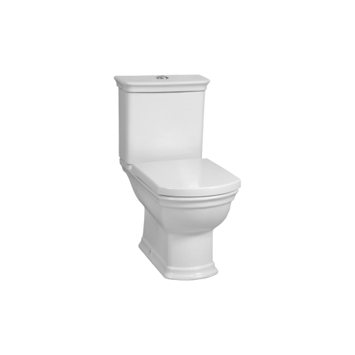 Vitra Serenada close coupled WC pan in glossy white ceramic, featuring a classic design with a smooth, rounded bowl and a compact cistern on top.