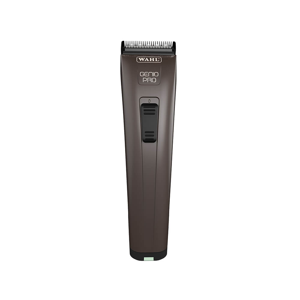 Wahl Genio Pro Clipper Kit in dark brown with a sleek design, featuring a power switch and a textured grip for comfortable handling.