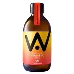 Liposomal Vitamin C 1000mg liquid in a brown glass bottle with a vibrant orange and yellow gradient label featuring a bold black logo and red accent tag.