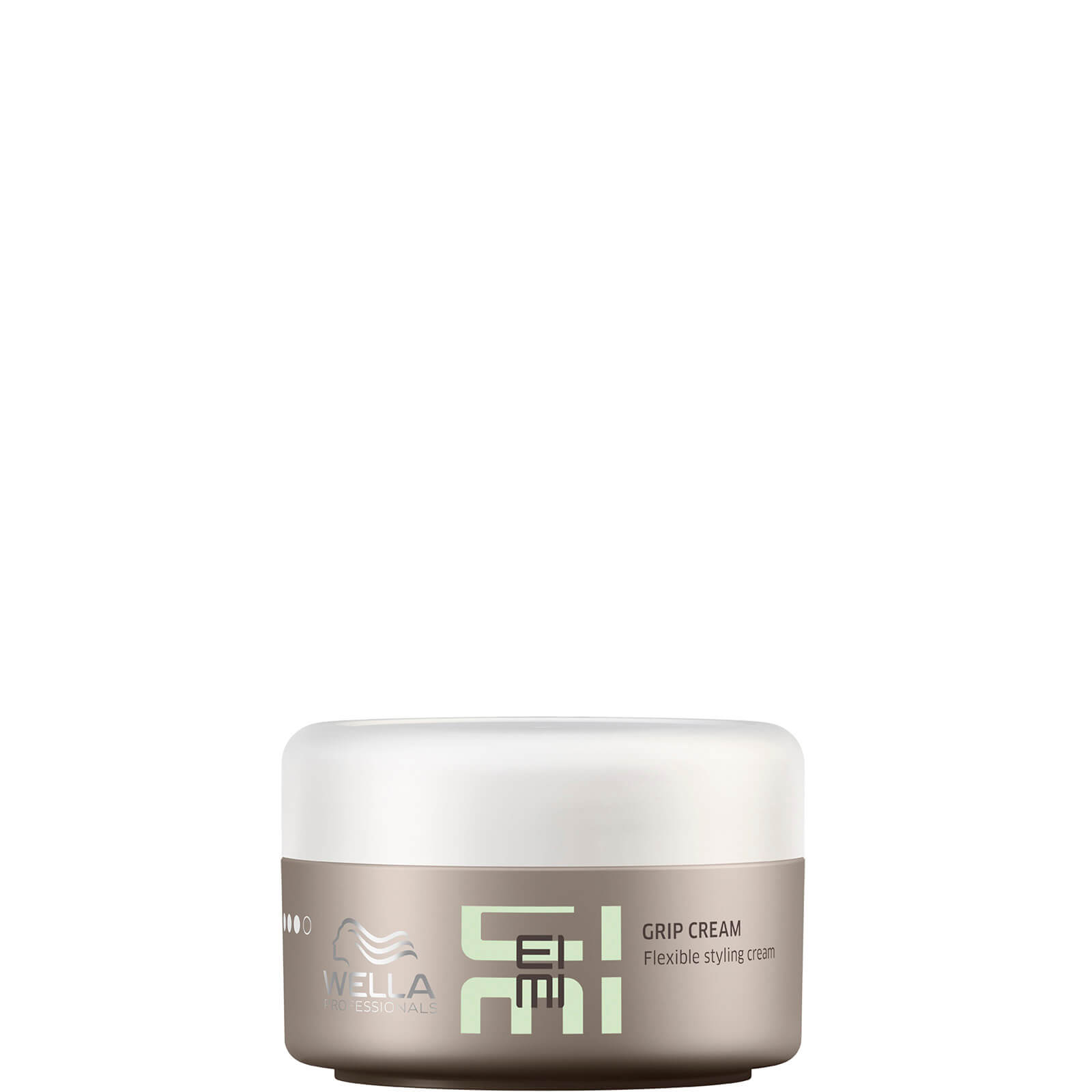 Wella Professional EIMI Grip Shaping Cream in a 75ml white jar with a light green and brown label, featuring the brand logo and product name prominently displayed.