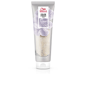 Wella COLOR FRESH Mask Natural #pearl Blond in a sleek, silver tube with a floral design, featuring a creamy, light beige product inside for hair treatment.